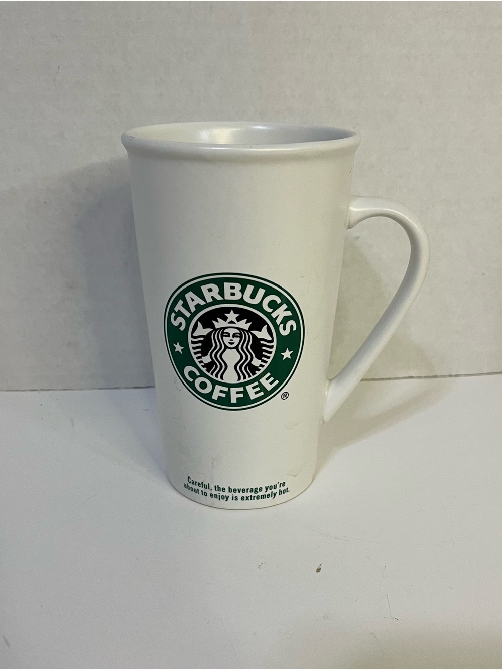 Starbucks White Tall Ceramic Mug with Green Logo